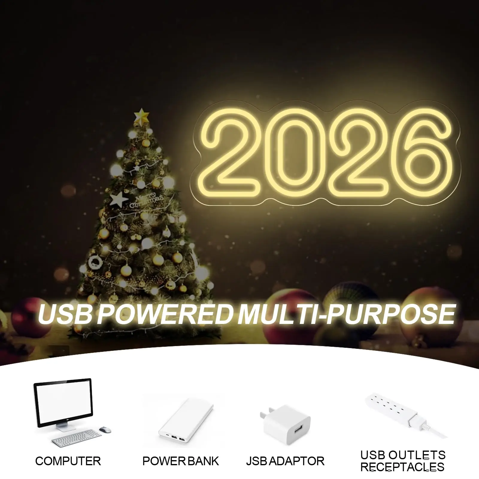 2026 النيون LED رقم السنة الجديدة تضيء لديكور الحائط حفلة رأس السنة الجديدة عيد الميلاد التخرج عيد ميلاد غرفة نوم مكتب ديكور #5