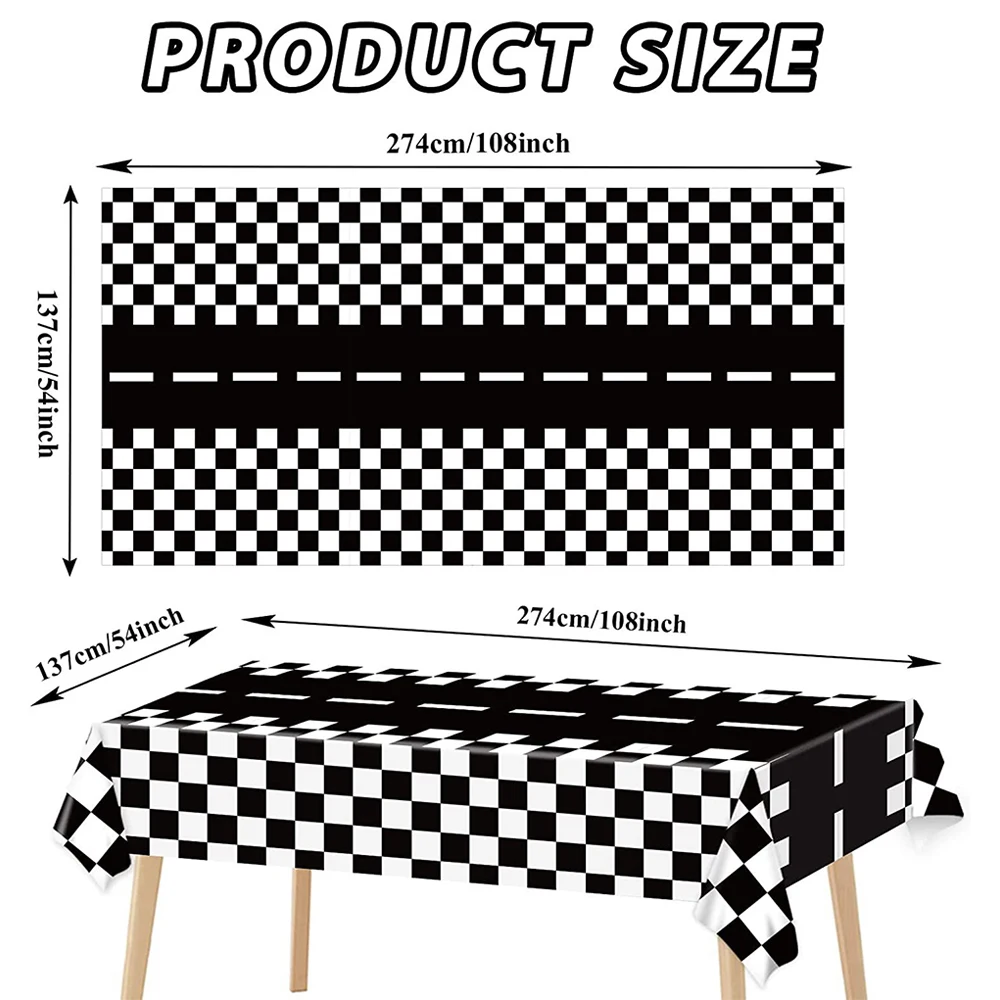 Racing Car Birthday Party Black White Checkered Tableware Pennant Banner for Boys Kids Formula 1 Race Party Decor Favors Gifts