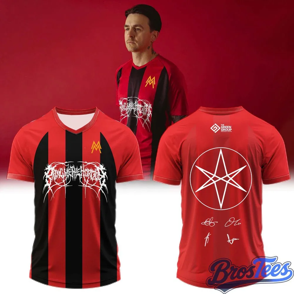 Metal printed soccer suit for parent-child family set, red and black striped short sleeved quick drying sports shirt