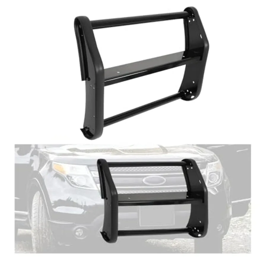 Protector de cepillo para parrilla de alta resistencia, Compatible con Ford Explorer 2011-2015, barra de empuje para parrilla delantera, barra de toro recubierta de polvo de acero negro