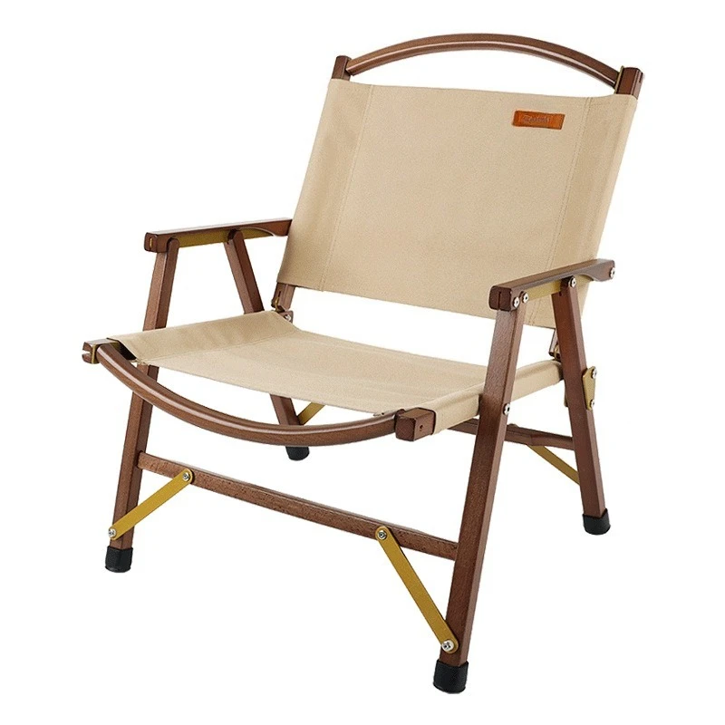 Outdoor Camping Solid Wood Chair Folding Beech Chair Removable Black Walnut Back Chair