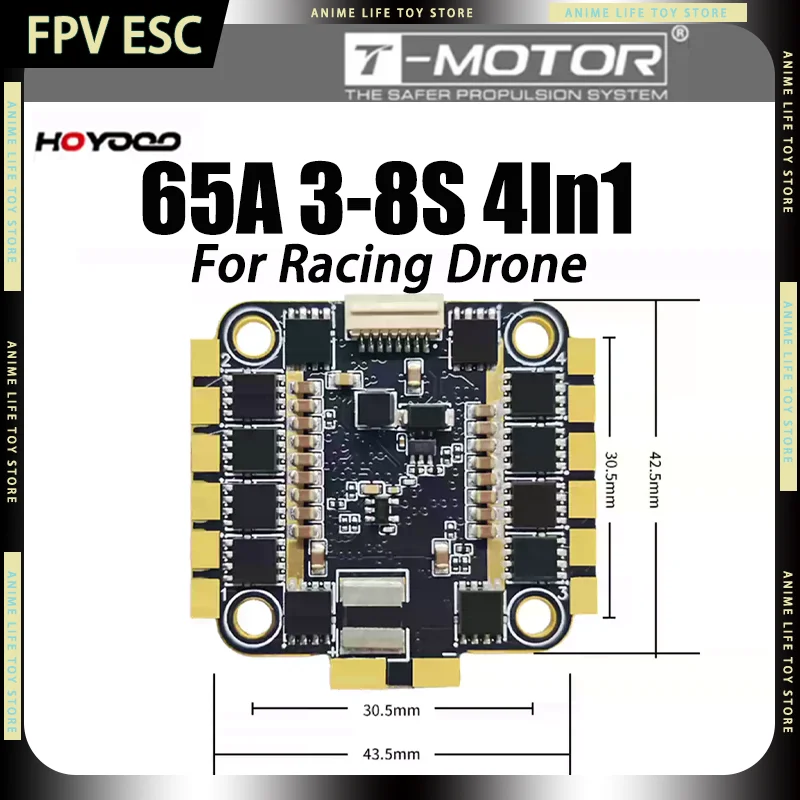 

HOYOOO 65A 3-8S 4in1 30.5x30.5mm FPV ESC Light Weight XT60,DShot300,DShot600,PWM For Fpv Racing Drone ESC Parts Gifts T-Motor