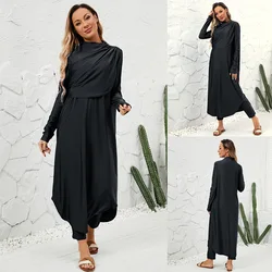 Traje de baño musulmán modesto Burkini para mujer Abaya traje de baño Abayas Hijab islámico de manga larga cubierta completa traje de baño nadar 3 uds