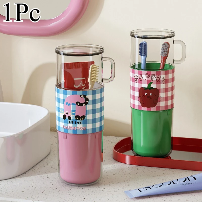 

1Pc Travel Wash Cup, 4 Style Dopamine Toothbrush Cup, Portable Mouthwash Cup For Travel And Business Trip, Cute Toothpaste Stora