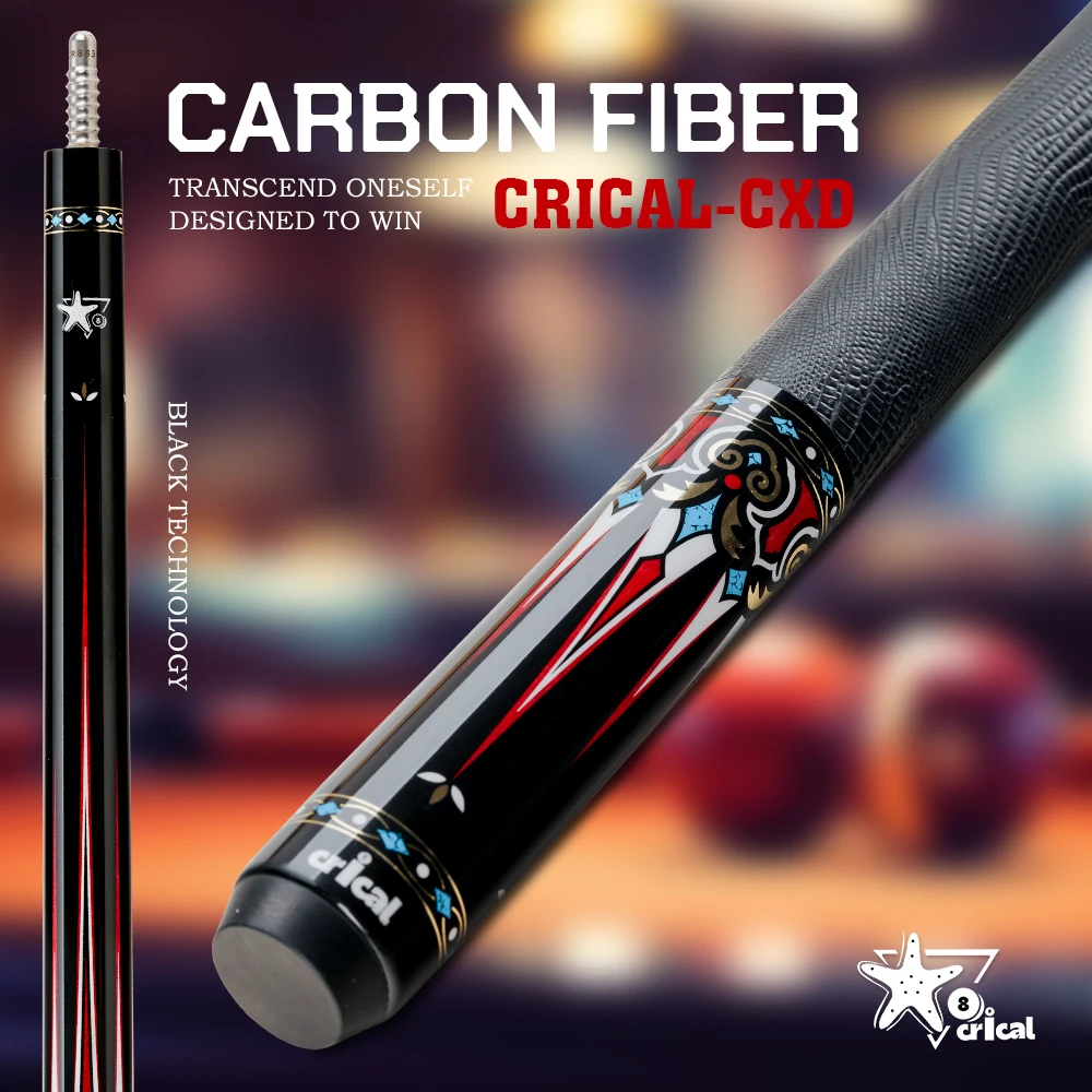 

CRICAL Carbon Fiber Pool Cue Billiards 12.5mm Tip Cue Stick 3/8-8 pin Joint leather grip Technology Professional Billiard Cue