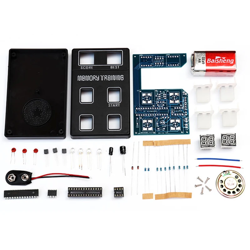 DC 9V DIY Electronic Kit LED Memory Game Machine Production Kit 1-99 Levels Puzzle Game Making Kit School Welding Skill Training