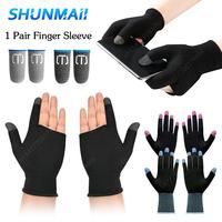 1 Pair Finger Sleeve Sweatproof Breathable Sensitive Gaming Touch Screen Fingertips Cover Thumb Gloves for PUBG Mobile Game