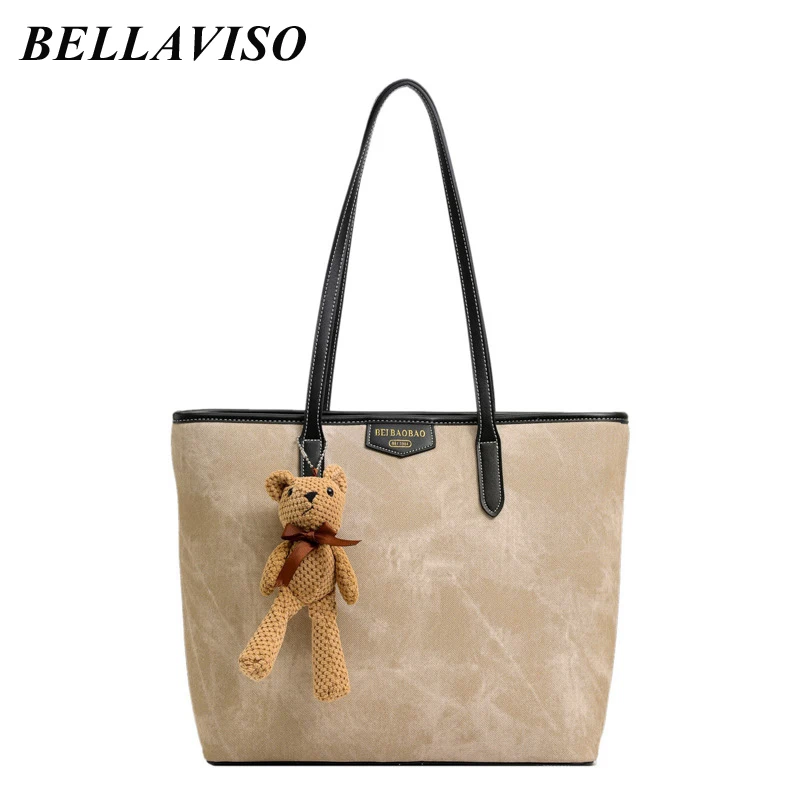 

BellaViso Simple Women's PU Tote Shoulder Bag Female Delicate Large Capacity Handbag Niche Design City Shopping Bags BLSB-08