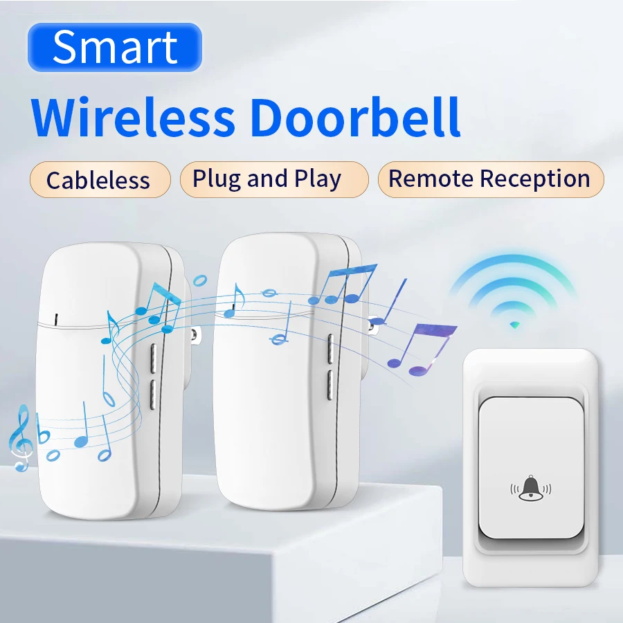 Outdoor Wireless Doorbell Waterproof House Chime Kit 300M Remote EU US Plug Home Remote Welcome Door Bell Calls 38 Ringtones