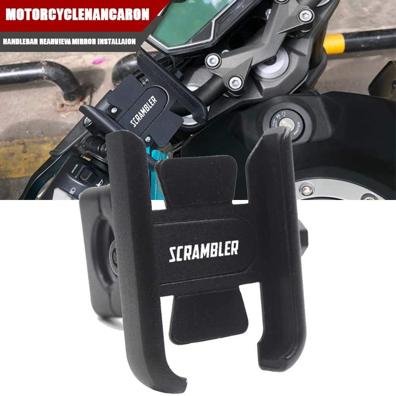 Hot Deals Motorcycle Accessories Mobile Phone Holder For Scrambler 400 800 1100 Handlebar Mirror Phone GPS Stand Bracket