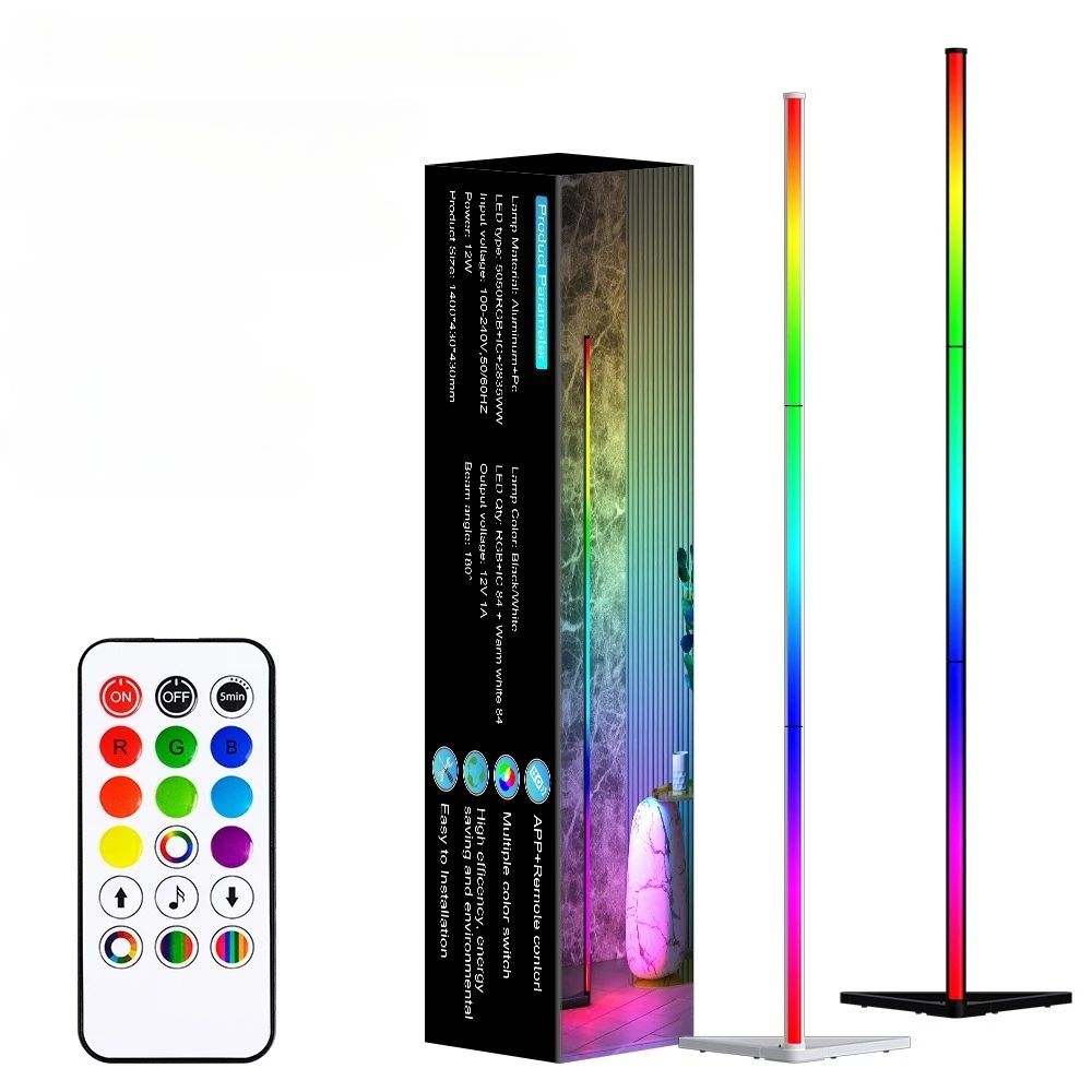 Modern RGB Floor Color Lamps Bedroom Living Room Three-stage Adjustable Floor Lights Luxury Live Atmosphere Lights