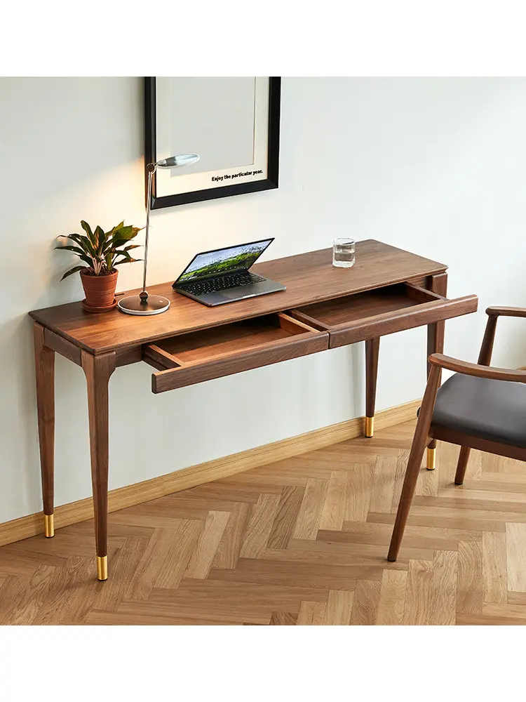 

Solid wood desk Nordic writing desk Computer Black walnut computer desk