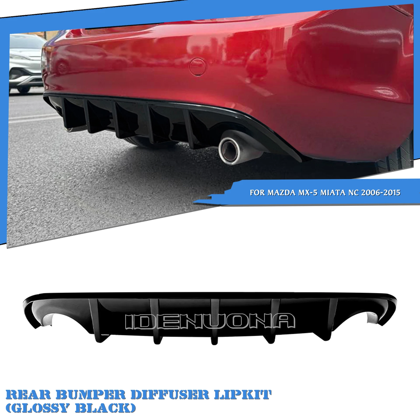 

Внешний диффузор заднего бампера для Mazda MX-5 Miata NC 2006, 2007, 2008, 2009, 2010, 2011, 2012, 2013, 2014 2015