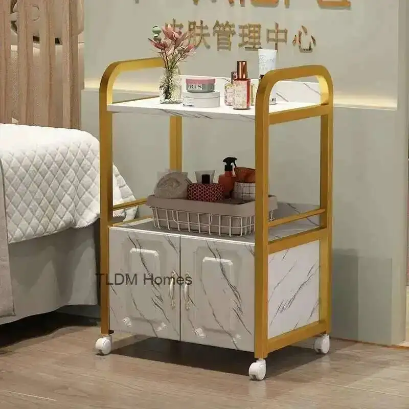 Auxiliar Carrito de soldadura con carrito de limpieza mesa Carros de peluquería pequeños Organizador ruedas de spa Estética ruedas Cosmético Oro