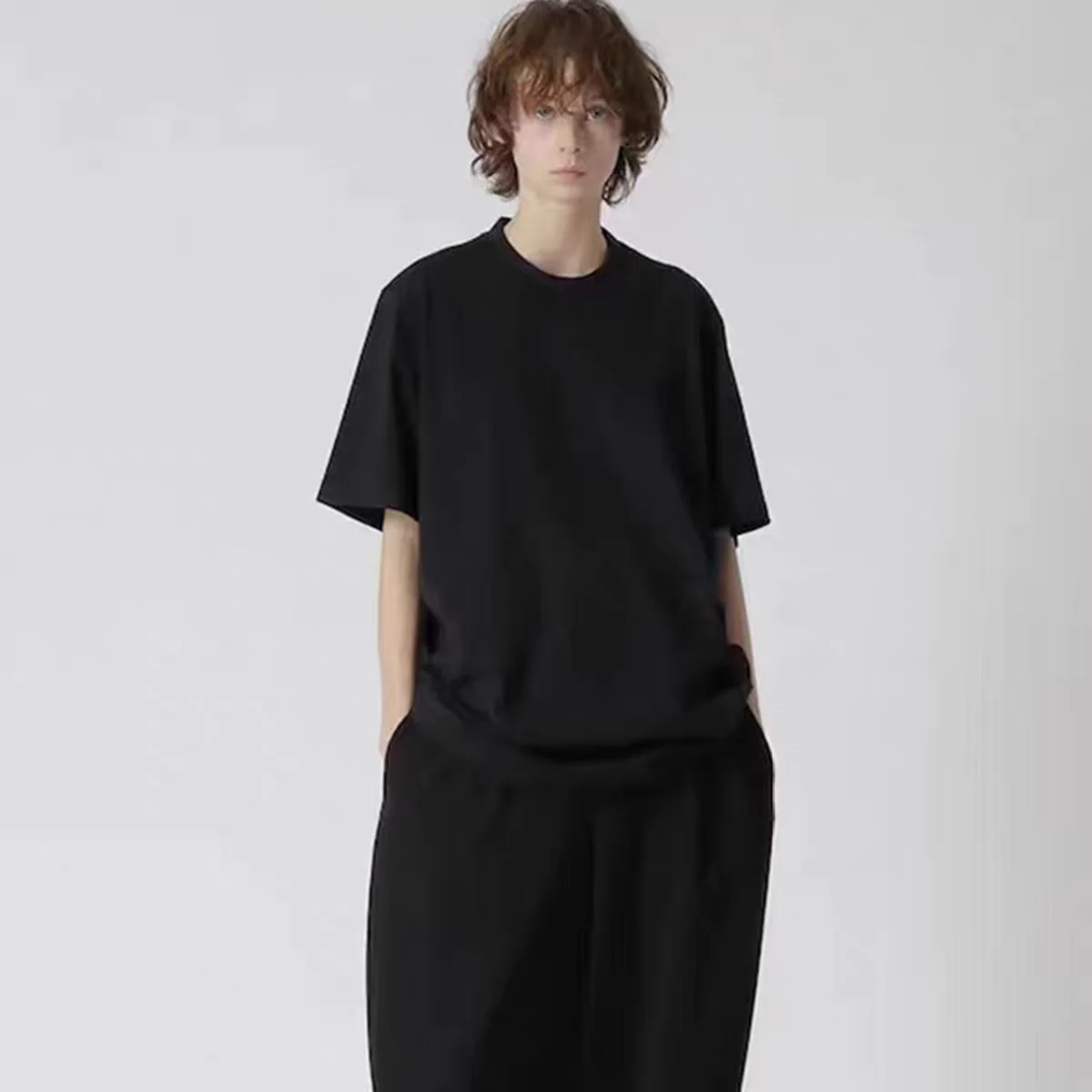 YAMAMOTO-Style T-shirt,HighQuality Backside With Carnation Flower Printed Design