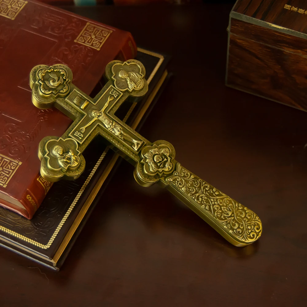 HTISOK Orthodoxes Griechisches Kreuz Segenskreuz Religiöse Artikel Katholische Kirchendekoration Brustkreuz – Detail 12
