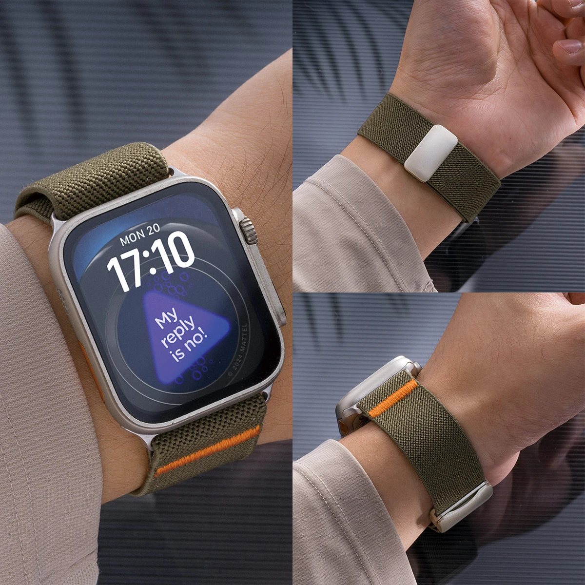 Magnetic Loop Strap for Apple Watch Ultra Band 49mm 45 44 46 42 41mm Nylon Elastic Stretchy Wristband for Series10 9 8 7 6