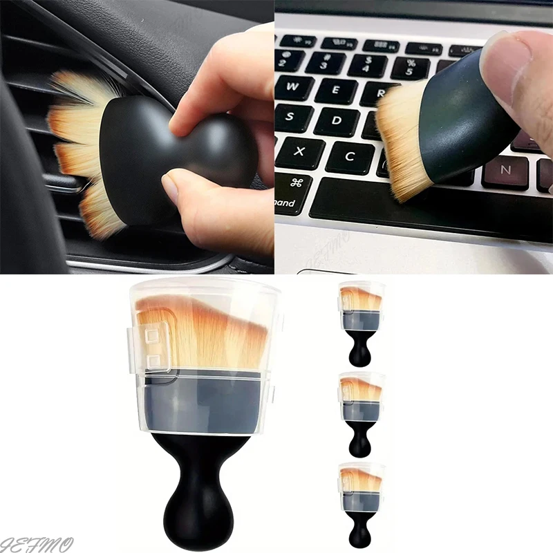 Car Interior Cleaning Brush Keyboard Air Conditioner Computer Thick Soft Fur Clean Brushes with Cover Dust Detailing Tools