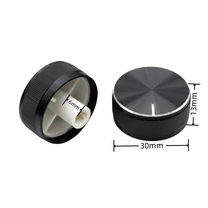 1PC Black Aluminum Alloy Car Navigation Volume Modification Potentiometer Encoder Knobs Switch Caps 30x13MM Half Shaft 6MM