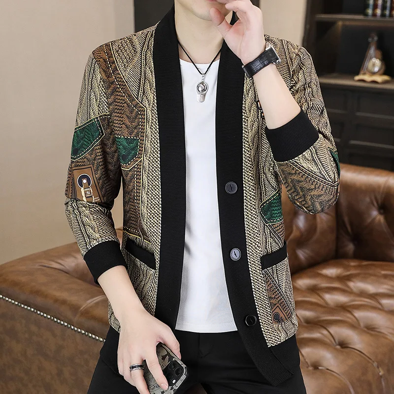 

Элитный повседневный вязаный кардиган-жакет мужской, весна-осень 2025, новая модель, цветной, премиум-класса, европейские товары