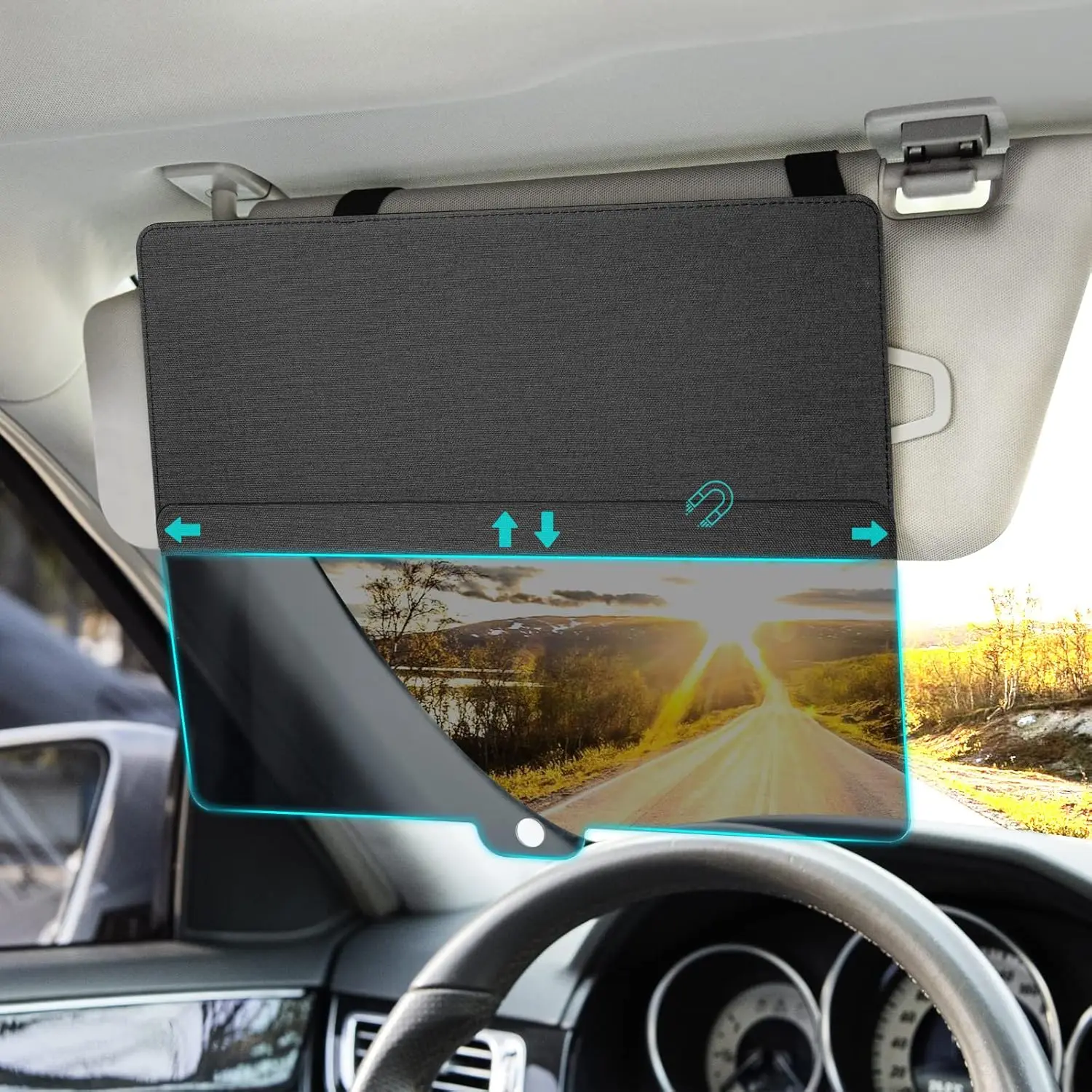 

Sun Visor Extender for Car, Adjustable Magnetic Sunshade Lens, Blocks Glare & UV Rays, Universal Fit for Most Cars & SUVs, Safe Driving Essential