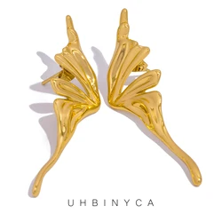 Fashion Stainless Steel Symmetric Butterfly Earrings Women Gold Color Pvd Plated Fashion Charms Jewelry Accessories