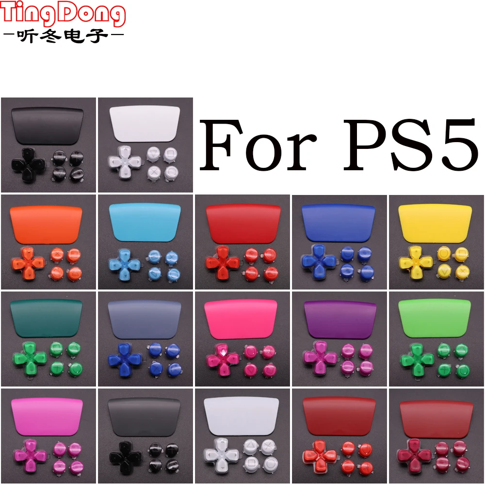 เปลี่ยนพลาสติกคริสตัลปุ่ม L1 R1 L2 R2 ABXY D Pad Driection Key ชุดทัชแพดพลาสติกสำหรับ PS5 Controller