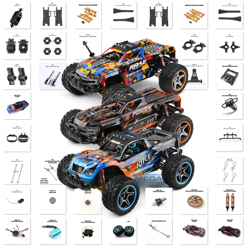 WLtoys 1/10 104019 104016 104018 suku cadang mobil Rc, tanpa sikat asli komponen gigi/cangkang/anti-tabrakan/diferensial/penerima/Motor/lengan