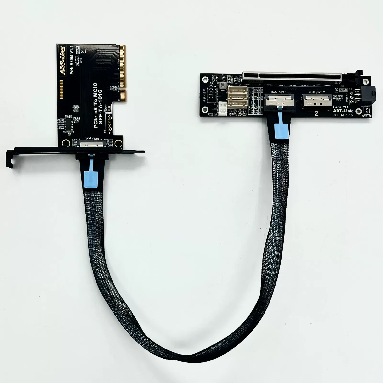 adt-link-外部グラフィックスカード-スプリットカード-pcie-40-x8-から-mcio-sff-ta-1016-アダプターカード-gen4-x8-から-x16-ワンドラッグワン-2u4u-シャーシ