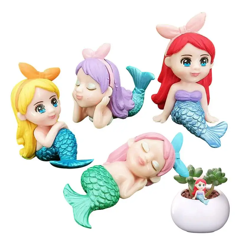 

Mermaid Aquarium Decor 4Pcs Mermaid Landscape Aquarium Decorations Desktop Ornament Mini Mermaid Decoration For Desk Aquarium