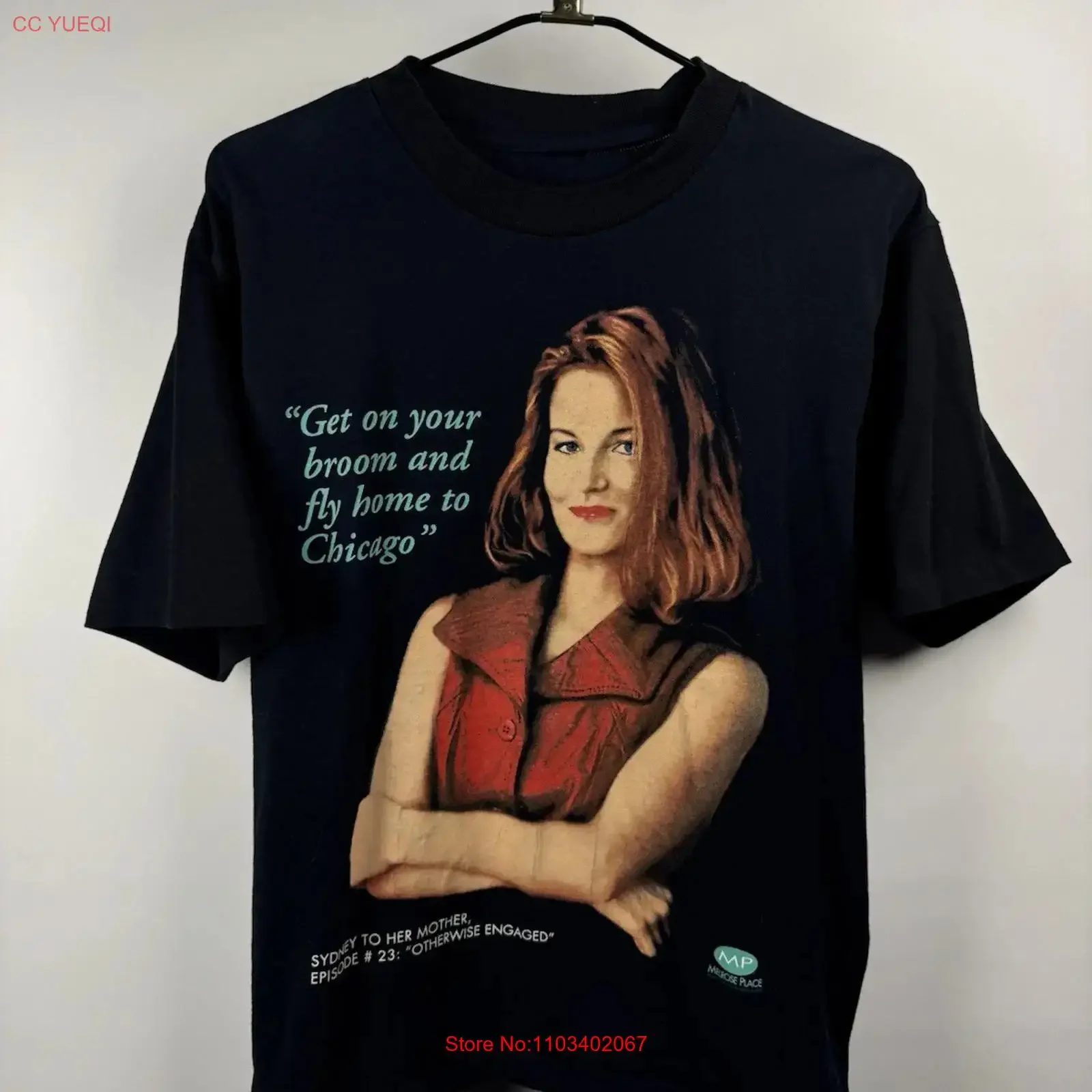 Camiseta Vintage del Programa de TV Melrose Place de 1994, Episodio Raro, Laura Leighton, Talla XL, 23x28, Lavada, Cómoda, Elástica y Transpirable