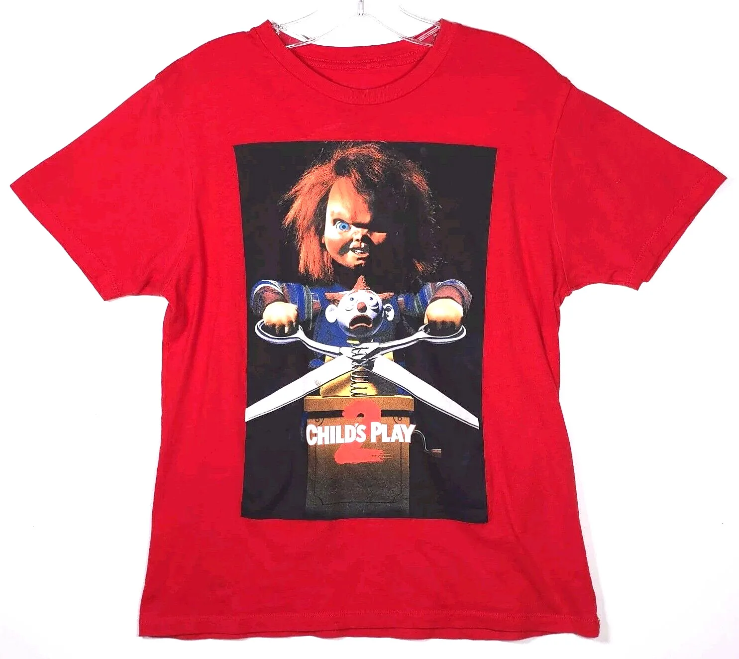 

Mens T-Shirt M Childs Play 2 Chucky Halloween Y2K Horror Movie ~Measures as a L