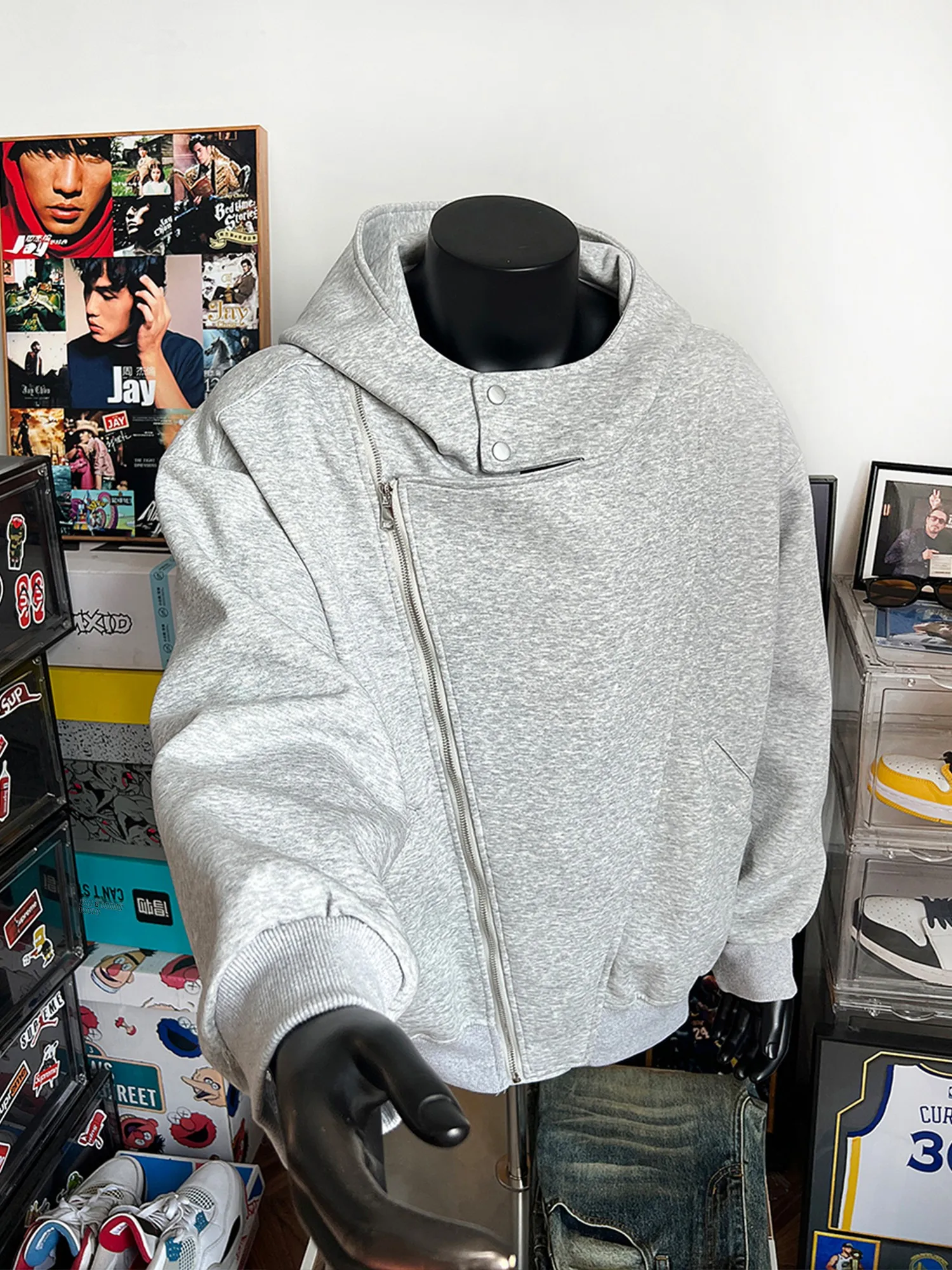 

Мужская толстовка-кардиган American High Street Sle с молнией, плотная, осенняя, дизайнерская, с капюшоном