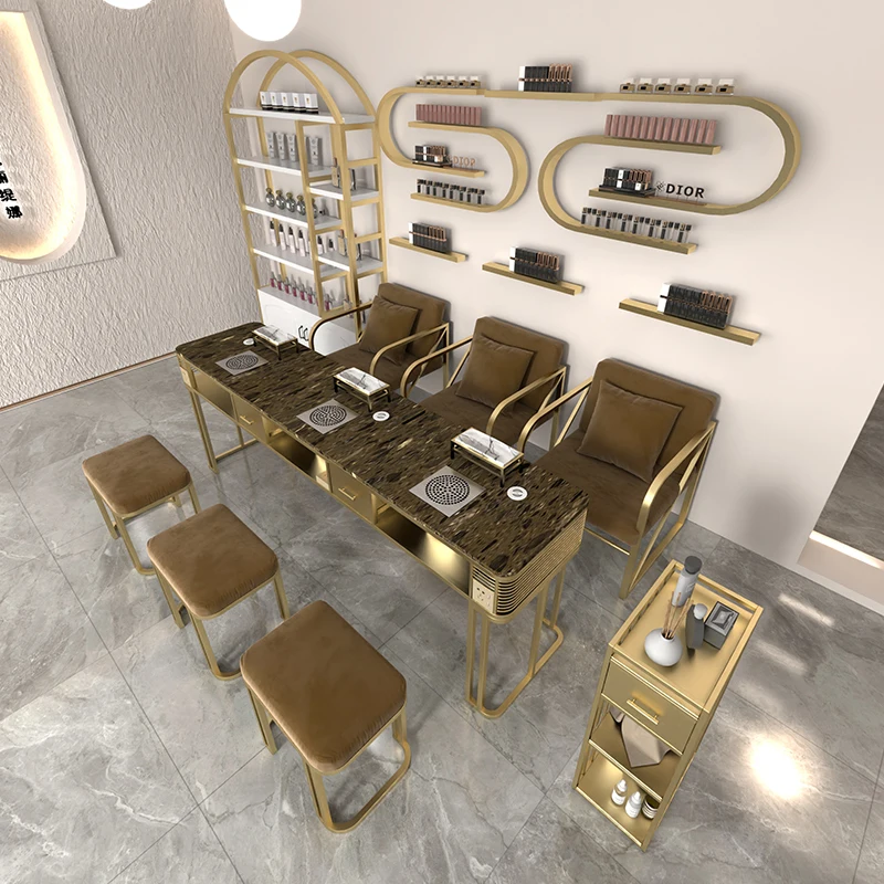 

Drawers Professional Nail Table Makeup Station Designer Aesthetic Nail Table Vacum Cleaner Mesa De Manicure Salon Furniture