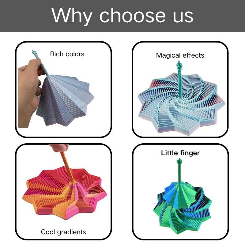 1개 3D 프린팅 감각 완구 - 11cm 변형 가능한 스트레스 해소 손가락 장난감, 성인 및 어린이용 손잡이 포함