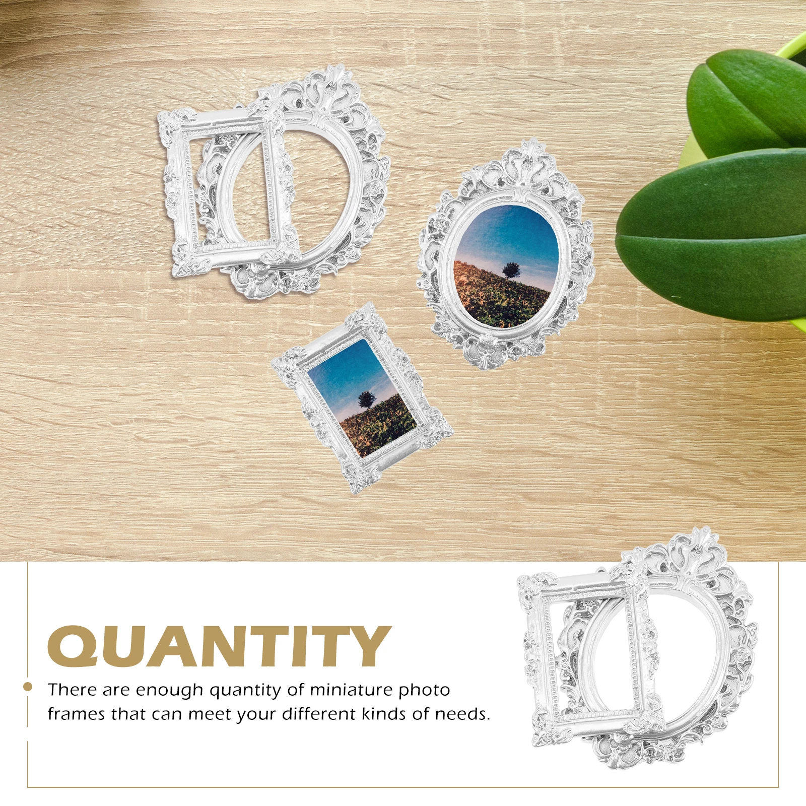 

12pcs Decorative Resin Accessories Photo Frame Pearl Mini Vintage Photo Frame Silver Oval Frames for DIY Home Decor