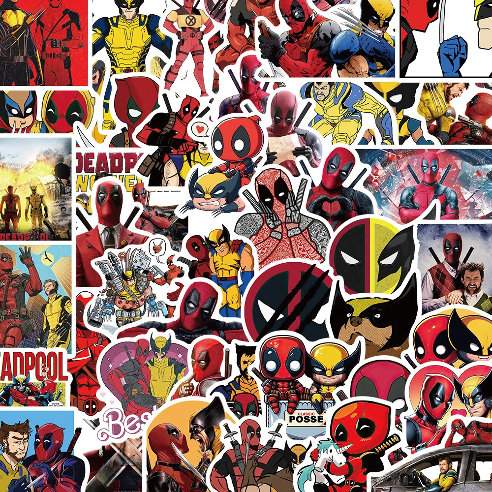 

10/30/50pcs Disney Marvel Movie Deadpool Wolverine Stickers Waterproof Decals Skateboard Laptop Decoration Cool Sticker Kids Toy