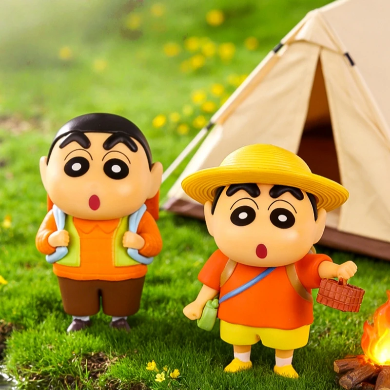 

Genuine Crayon Shin-chan Outdoor Series Keychain Cute Cartoon Charm Anime Figures Fun Unique Gifts For Birthday Party Festivals