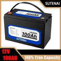 SU 12V 100Ah Lithium Iron Phosphate Battery LiFePO4 Built-in BMS LiFePO4 Battery for Solar Power System RV House Trolling Motor