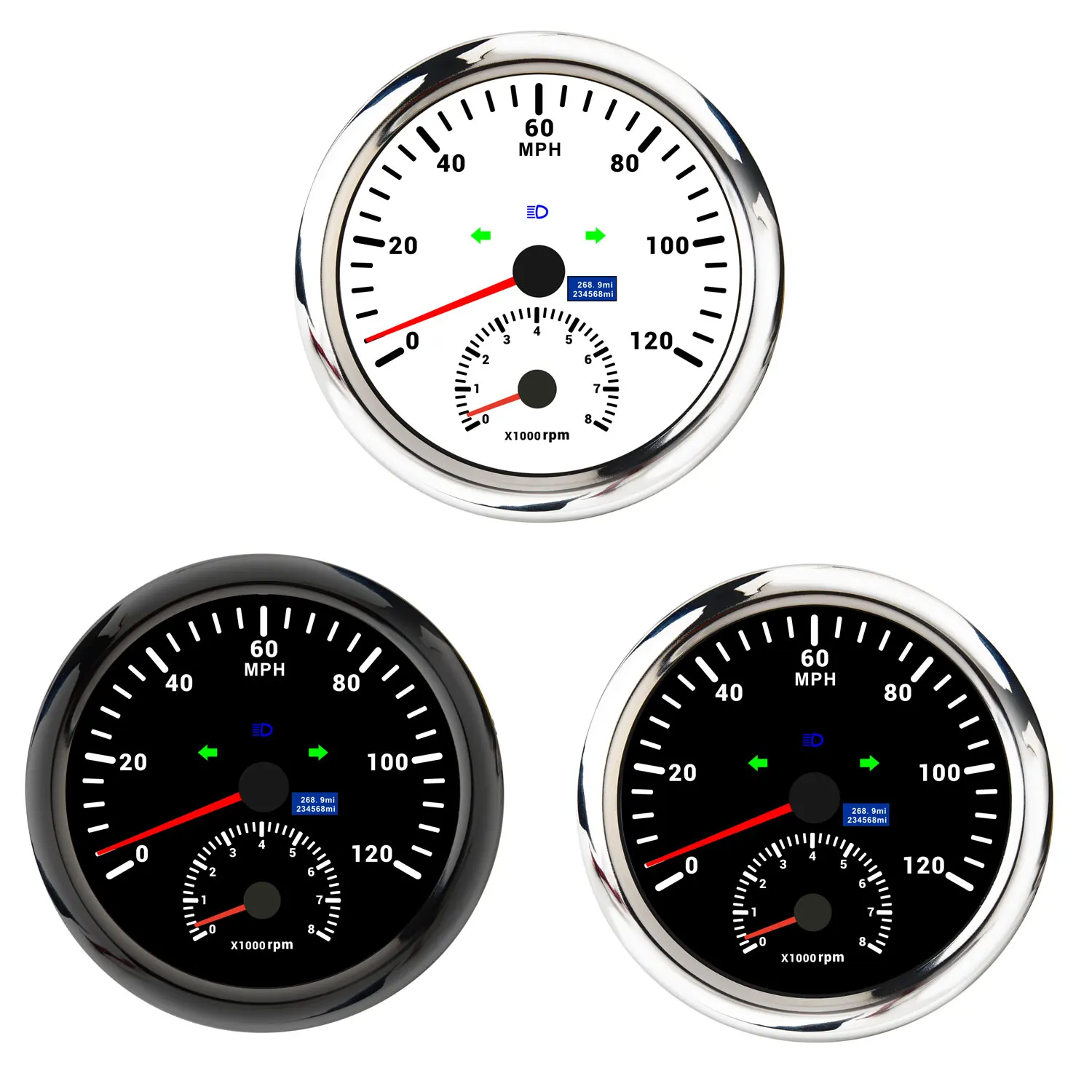 

12V/24V for Car Boat Waterproof 110mm GPS Speedometer 120 MPH GPS Speed Meter Tachometer 2IN1 Gauge Red Backlight