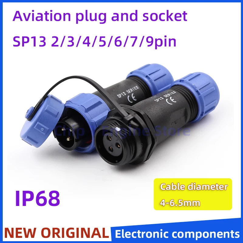 

For WEIPU aviation plug SP13 2/3/4/5/6/7/9pin waterproof docking socket Male/female solder wire connector IP68