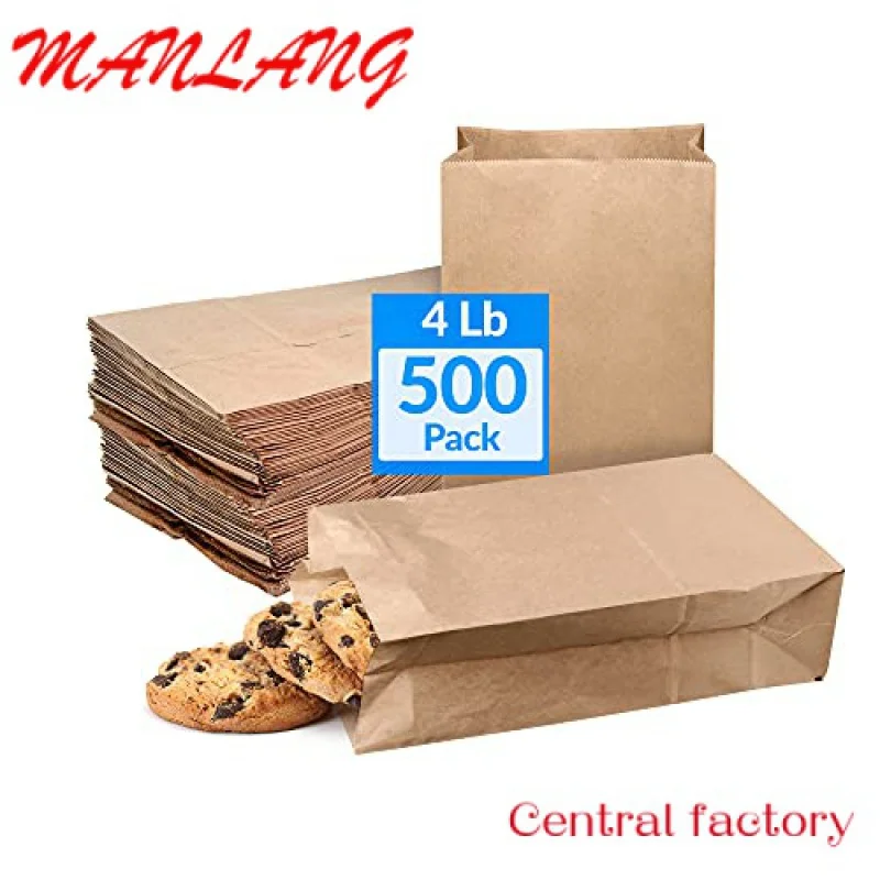 Custom  Factory Supply Your Own Logo Disposable Restaurant Take Out Packaging Carry Bag Toast Bakery Bread Food Delivery Paper B