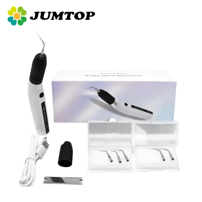 JUMTOP Dental Ultrasonic Activator with 6 Tips Wireless LED Ultra Activator Endodontic Root Canal Cleanning Washing Tool