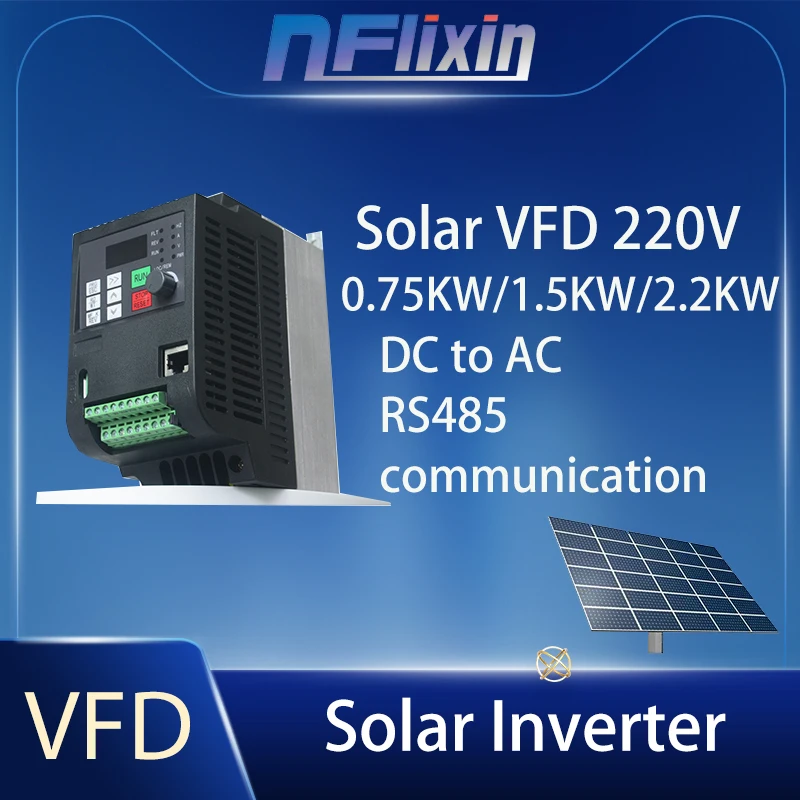 AC220V 0.75-7.5KW Or DC 200-400V Input VFD solar Frequency Inverter 3P 220V Output Motor Speed Control Frequency Drive Converter