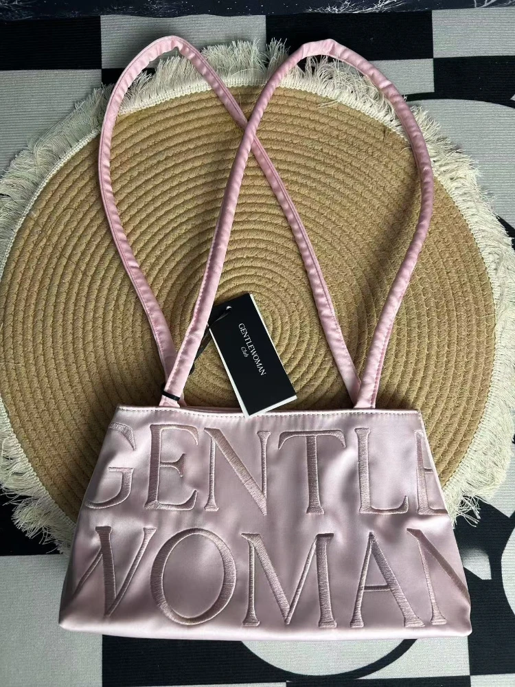 Thailand GentleWoman Thailand tide niche design satin letter embroidery line fashion hundred shoulder bag handbag underarm
