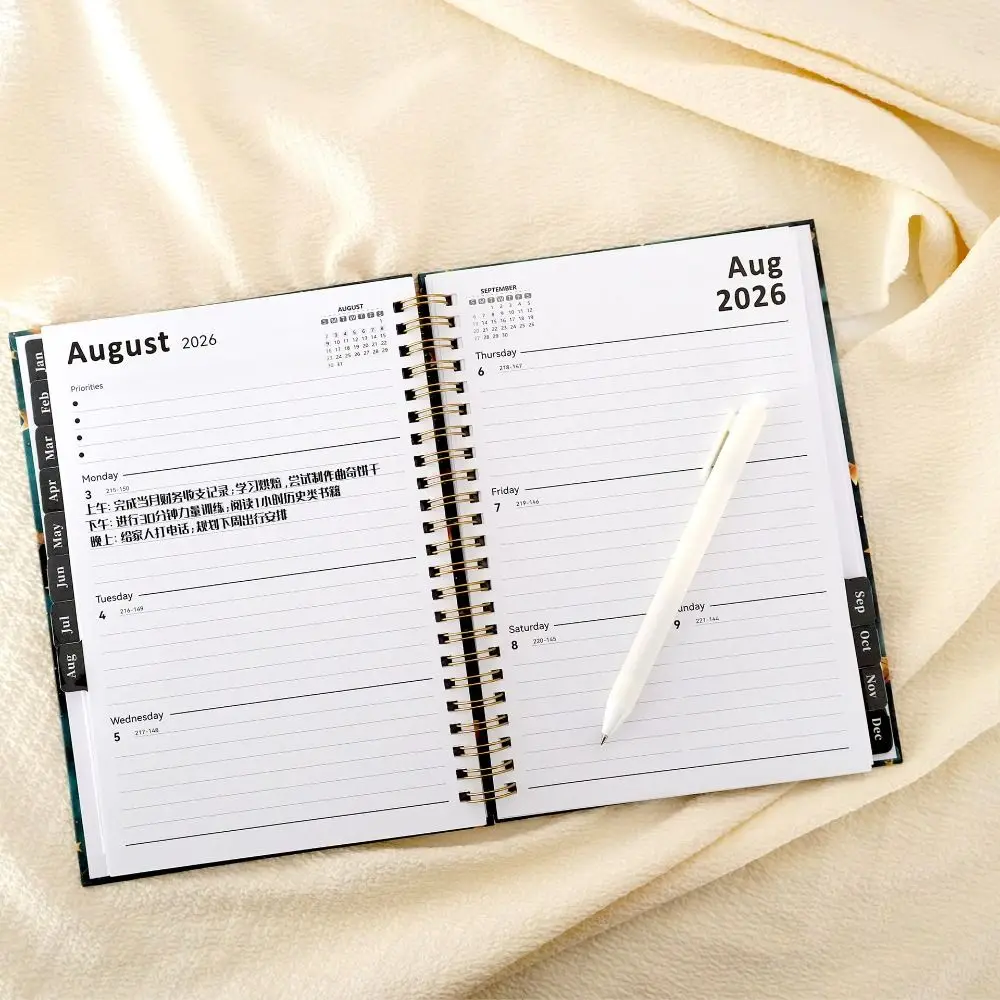 English 2026 Schedule Planner Notepad 12 Months Efficiency To-do List Notebook Simple Bookmark Office Work Planner School