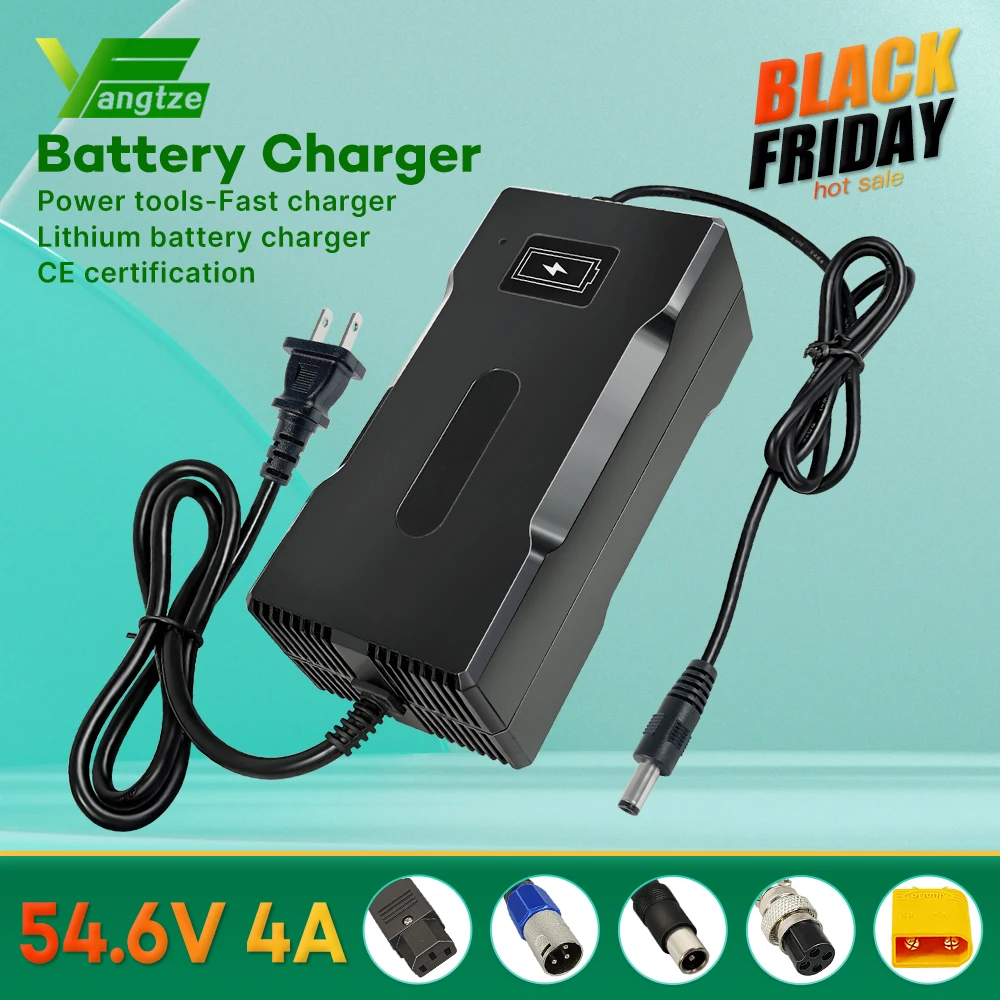 Yangzi 54.6V 4A lithium battery charger 48V charger lithium battery pack universal fast charging with cooling fan