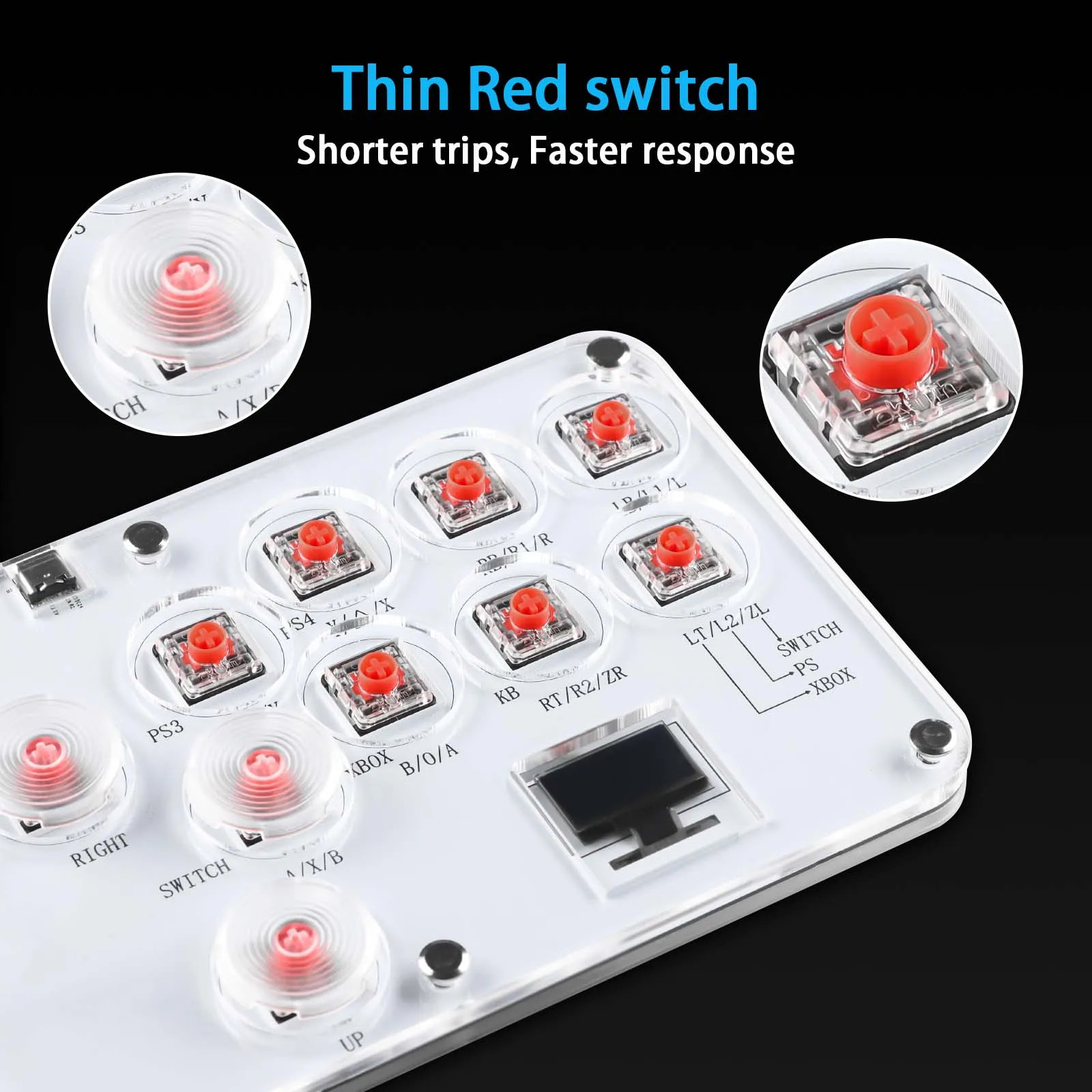 Stickless Arcade Stick 12Keys All-Button Mini Fighting Game Arcade Stick Leverless Controller Fight Sticks for PS3/PS4/PC/Switch