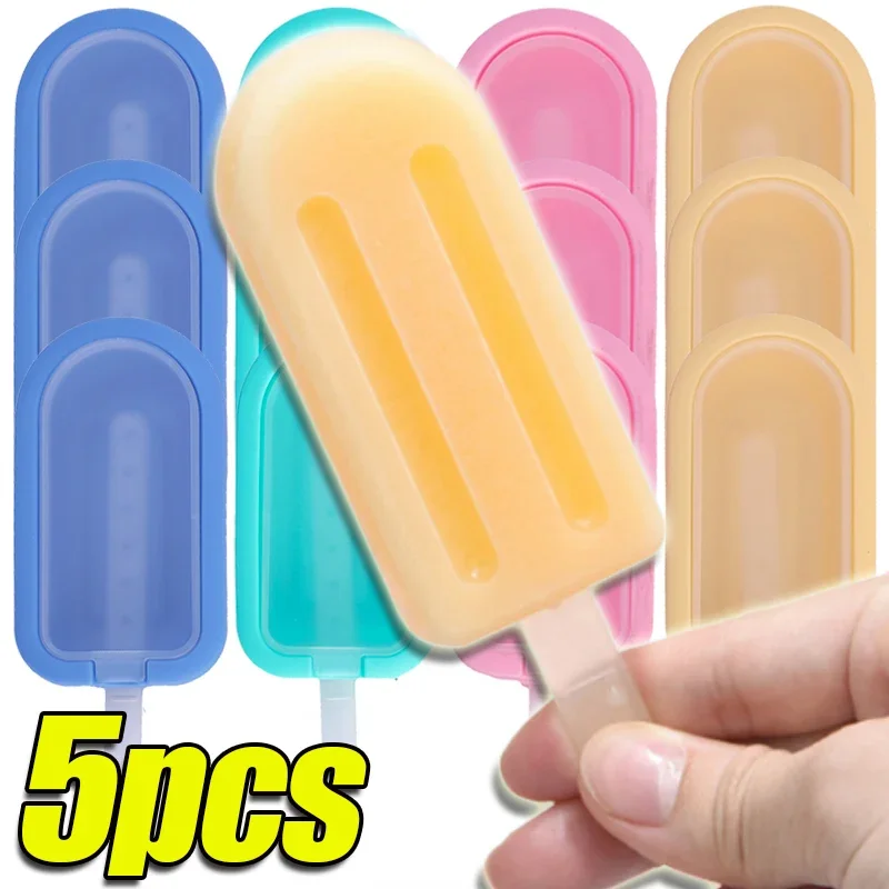 1/5PCS Silicone Homemade Popsicle Molds DIY Juice Milk Chocolate Ice Cream Mould with Plastic Stick Kitchen Bar Reusable Gadgets