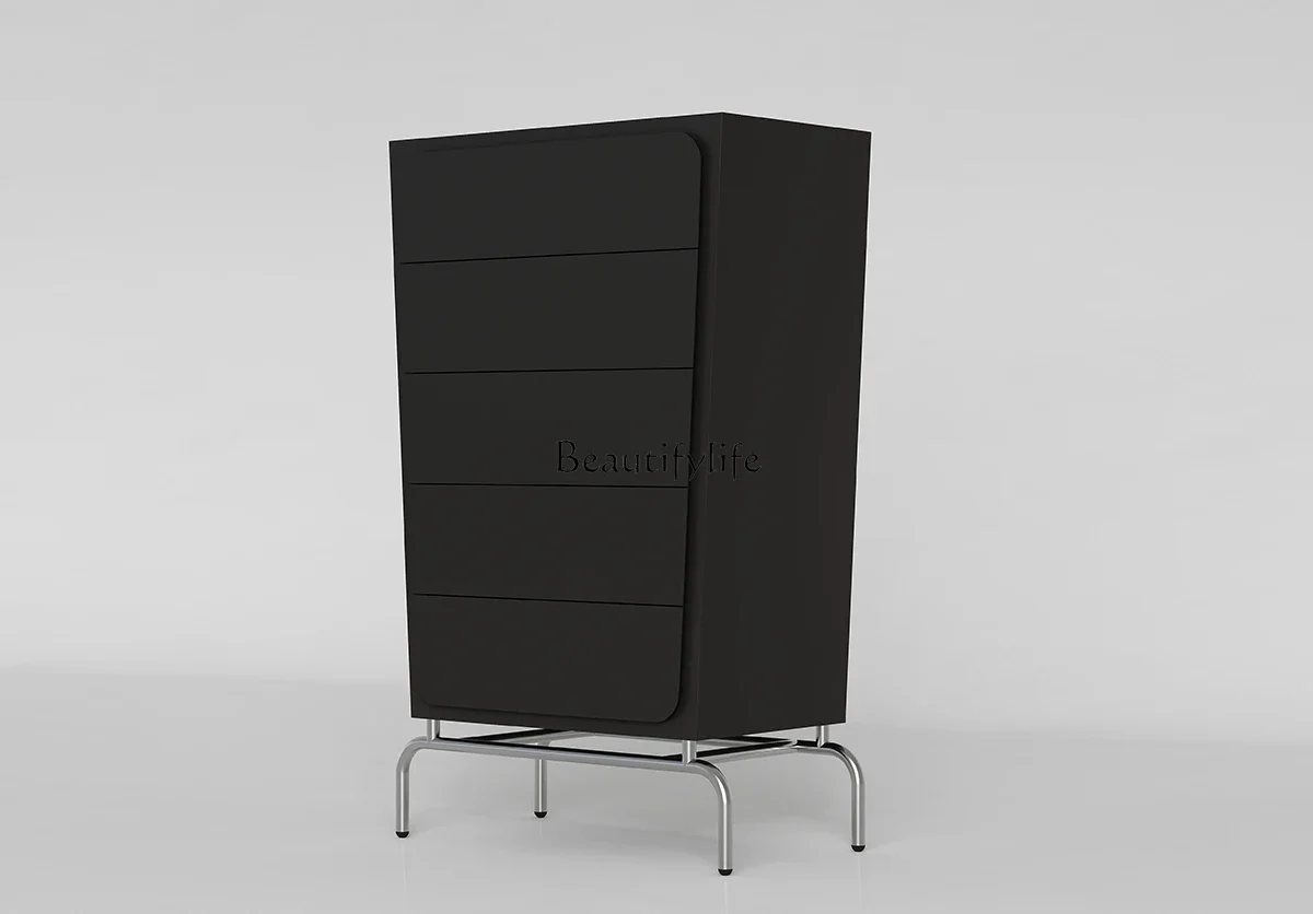 

Black solid wood chest of drawers, living room storage porch, bedside storage cabinet